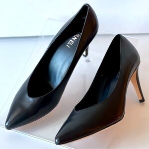 NWT! ($150) VANELi Black Leather Pumps Heels Pointed Toe Stiletto Heels, Sz 10M